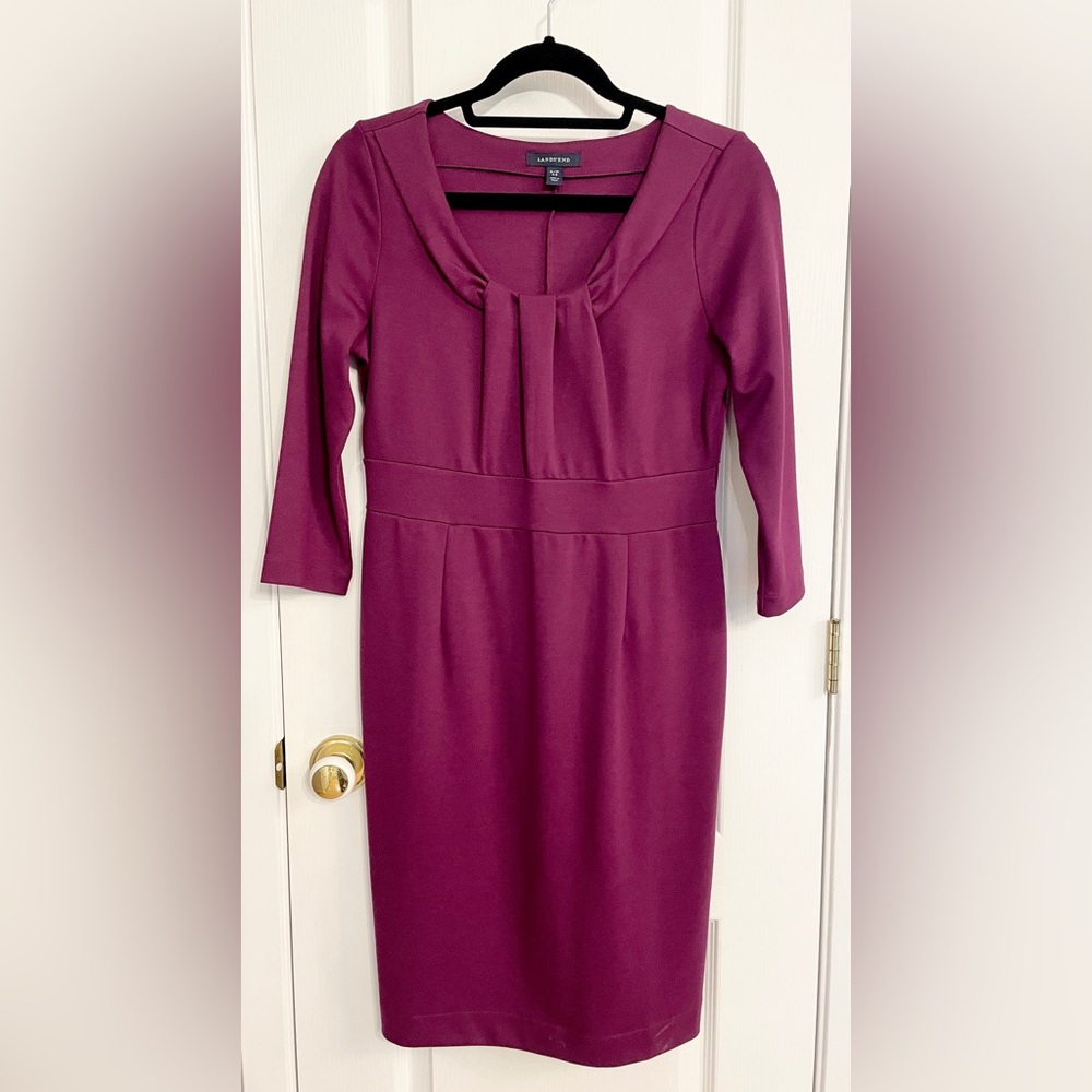 Lands' End Rich Purple 3/4 Sleeve Dress
